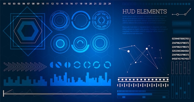 Futuristic sci fi user interface HUD elements.