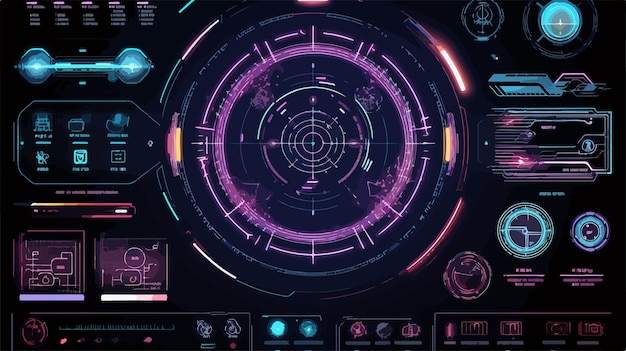 Vector futuristic science hud screen with scifi elements for technology concept