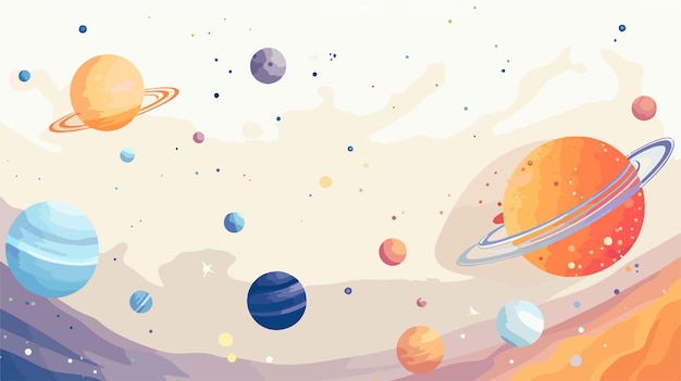 Futuristic Space Exploration with Planets Stars and Abstract Vector Art