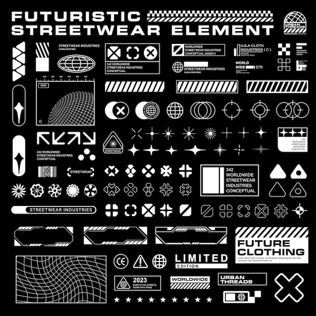 Futuristic streetwear poster element vector graphic design