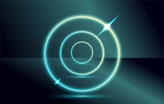 Futuristic target or portal with circle neon glow.  