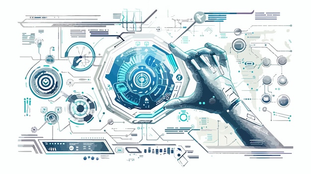 Vector futuristic technology touch button interface illustration