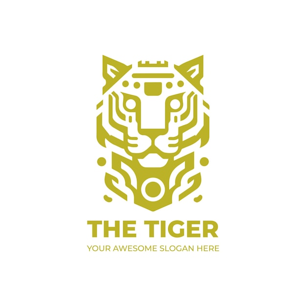 Futuristic Tiger Robot Logo Design