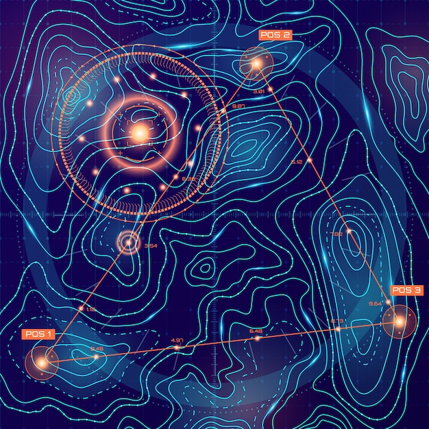 Futuristic topographic contour map