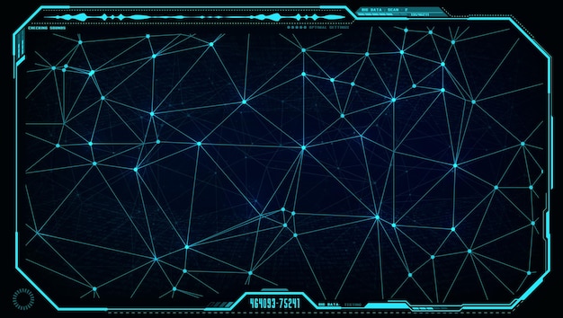 Futuristic UI HUD big data network in digital display or screen monitor interface.