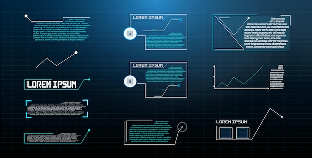 Futuristic Vector HUD Interface Screen Design. Digital callouts titles. HUD UI GUI futuristic user i