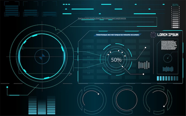 Futuristic Vector HUD Interface Screen Design Digital callouts titles HUD UI GUI futuristic user i