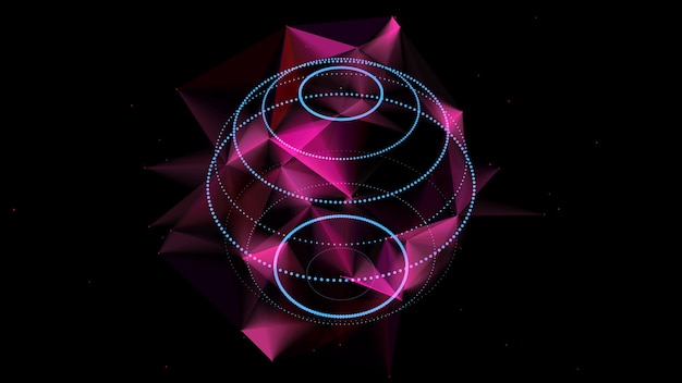 Vector futuristic vector scifi sphere in space technology circle a network connection big data digital ai background with particles abstract frame ball 3d wireframe geometric sphere