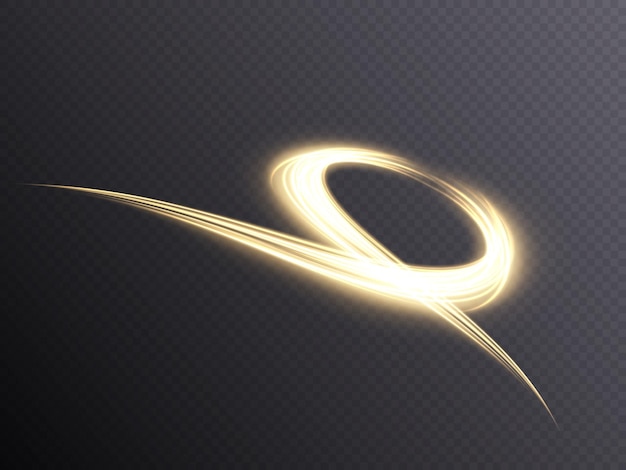 Futuristic wavy neon lines light effect on transparent background. Energy flow of light. Vector