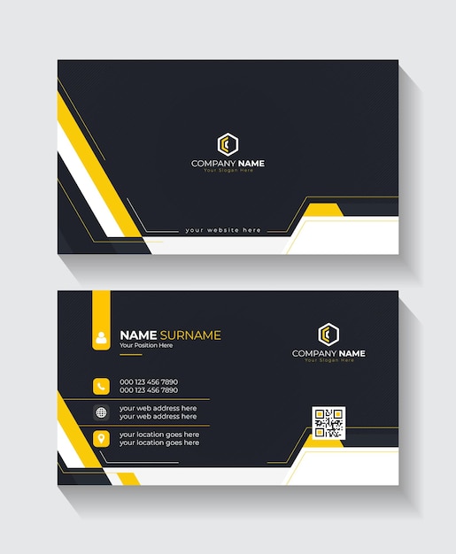 Futuristic yellow and black geometric business card template