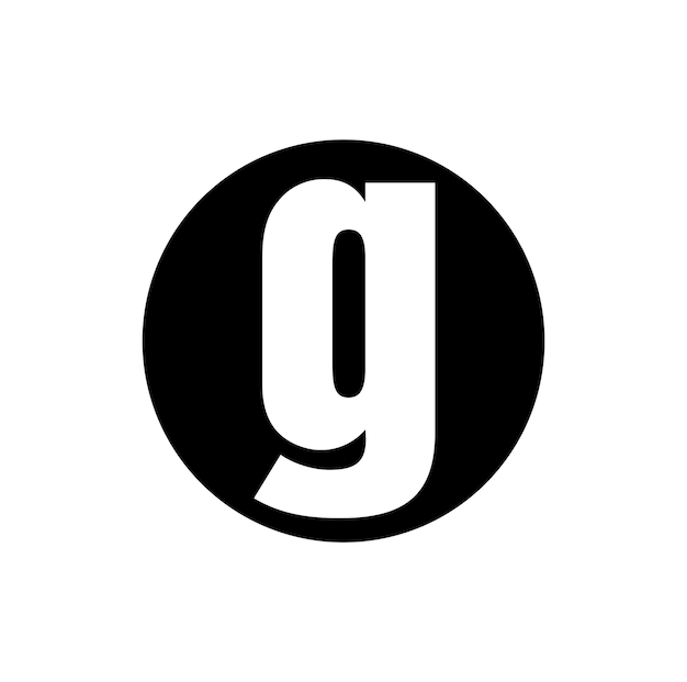 G company name initial letter icon. G on black round monogram.