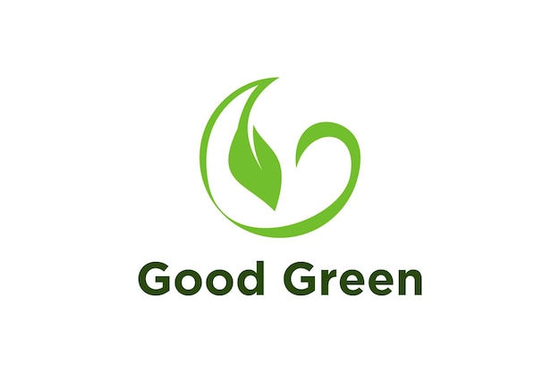 G leaf logo letter initial nature green organic icon symbol alphabet eco leaves element