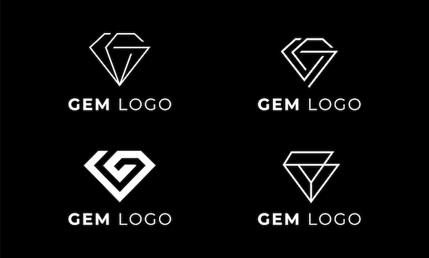 G Letter Diamond Logo Vector Set Design Abstract Gem emblem logo set design concept