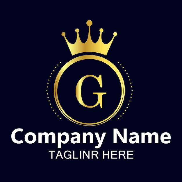 G letter logo design with golden crown vector