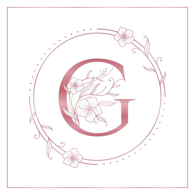 Vector g rose gold floral circle elegant logo