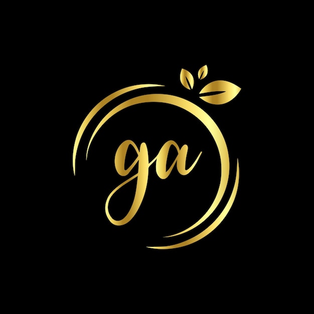 GA Monograms Circle handwriting logo template vector