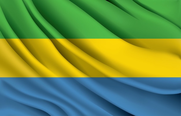 Gabon national flag waving realistic vector illustration