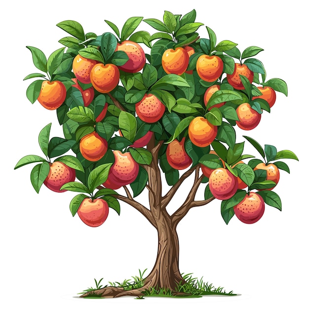 Gac Fruit Tree Flat Colors Cartoon Icon Isolated Transparent Background Images