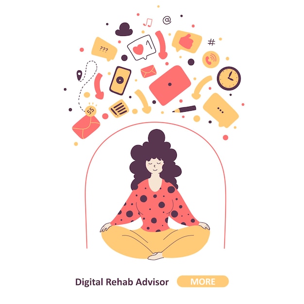 Gadgets detox program concept flat vector illustration