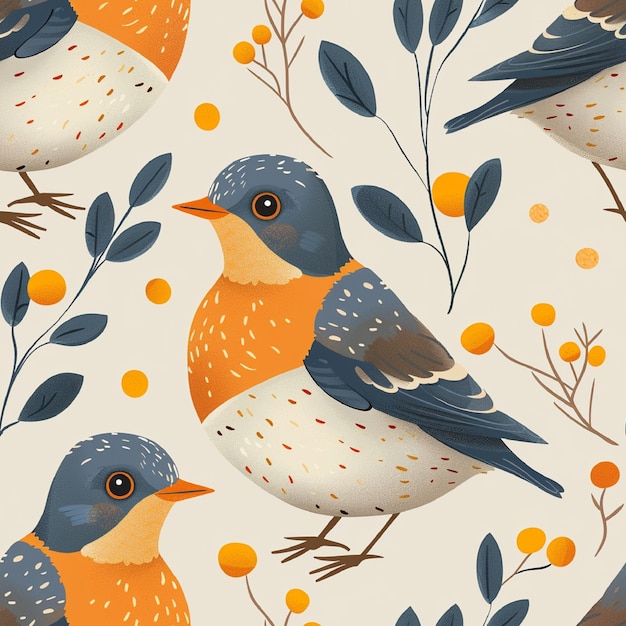 Vector gadwall seamless pattern background vector cute birds graphic with eps file