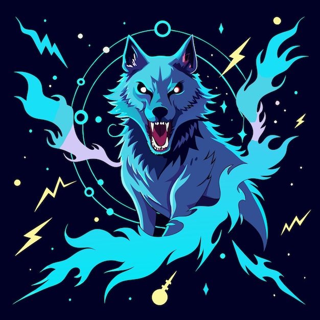 Galactic Wolf Cosmic Printable Graphic Design for Space and AnimalThemed Art