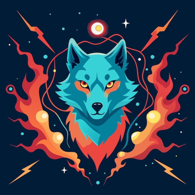 Galactic Wolf Cosmic Printable Graphic Design for Space and AnimalThemed Art