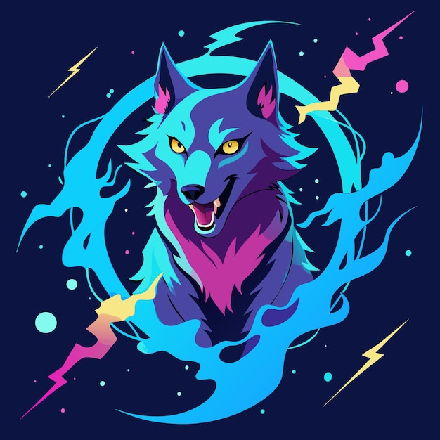 Vector galactic wolf cosmic printable graphic design for space and animalthemed art