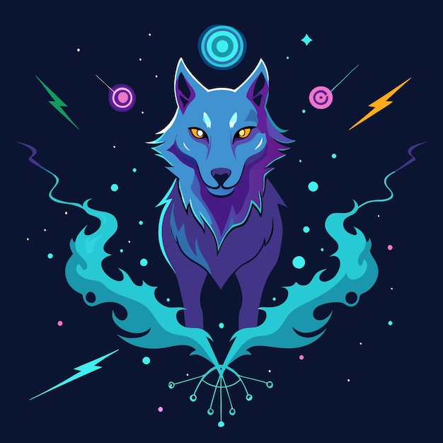 Galactic Wolf Cosmic Printable Graphic Design for Space and AnimalThemed Art