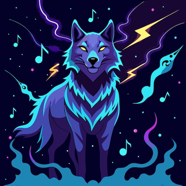 Galactic Wolf Cosmic Printable Graphic Design for Space and AnimalThemed Art