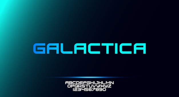 Galactica, a bold modern sporty typography alphabet font