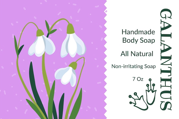 Galanthus handmade body soap package emblem vector