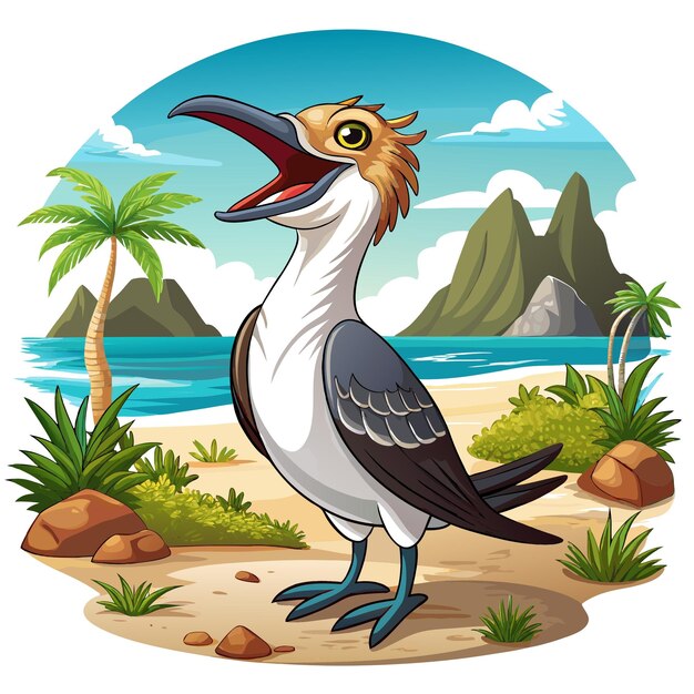 Vector galapagos mockingbird bird preoccupied laughs beach vector