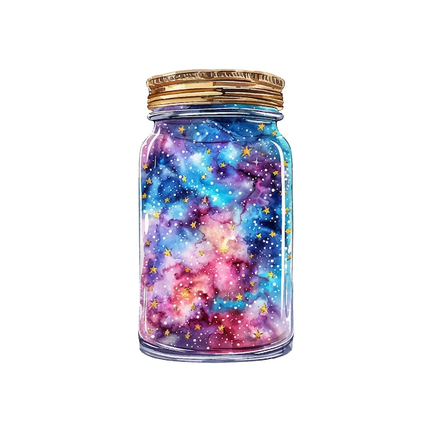 Vector galaxy in jar vector illustration in watercolor style