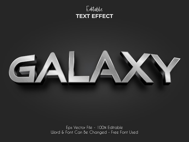 Galaxy silver metal text effect Editable text effect vector