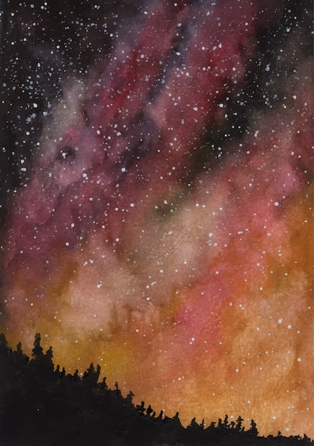 Vector galaxy starry night watercolor background