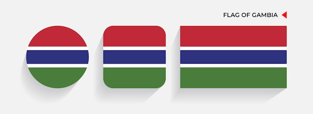 Gambia Flags arranged in round square and rectangular shapes