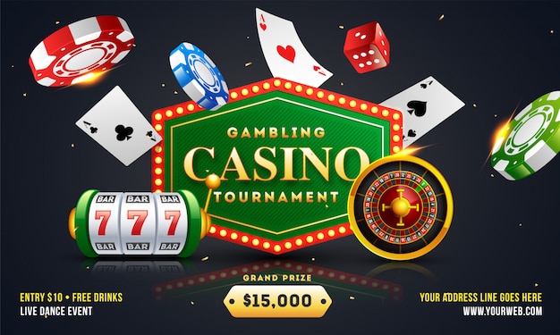 Gambling casino tournament banner or poster design