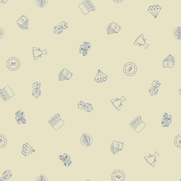 Gambling hand drawn Seamless Pattern Background