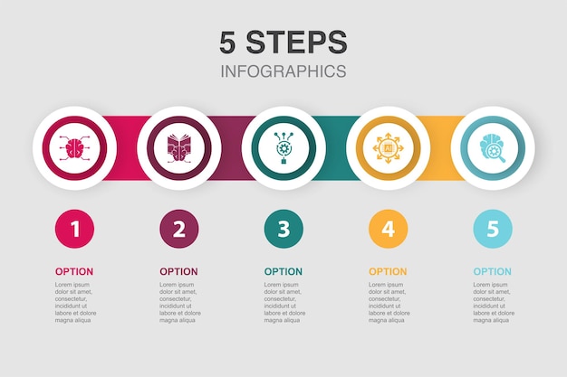 Gambling roulette poker casino money icons Infographic design template Creative concept with 5 steps