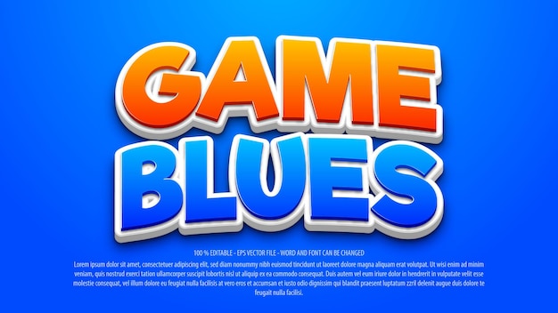 Game blues 3d style editable text effect