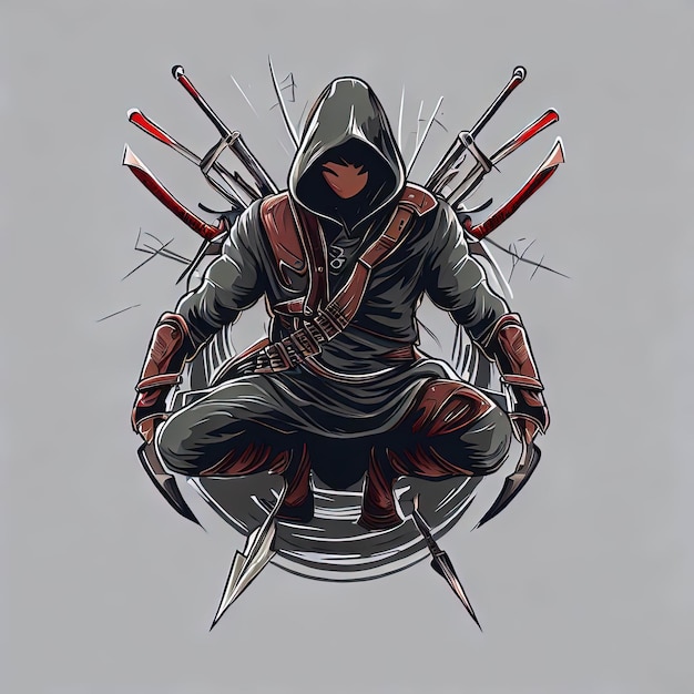 Game Character Backgrounds with Assassins Vector Scenes for Gaming