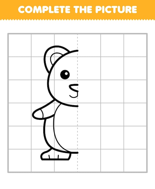 Game for children complete the picture of cute hamster half outline for drawing pet worksheet