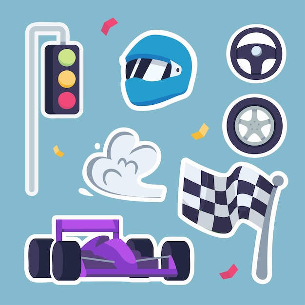 In game competition Car Racing sticker Set of high speed car for win in racing game competition esport car racing Vector illustration flat style design