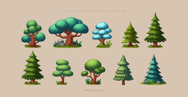 Game Concept Art Trees Illustration