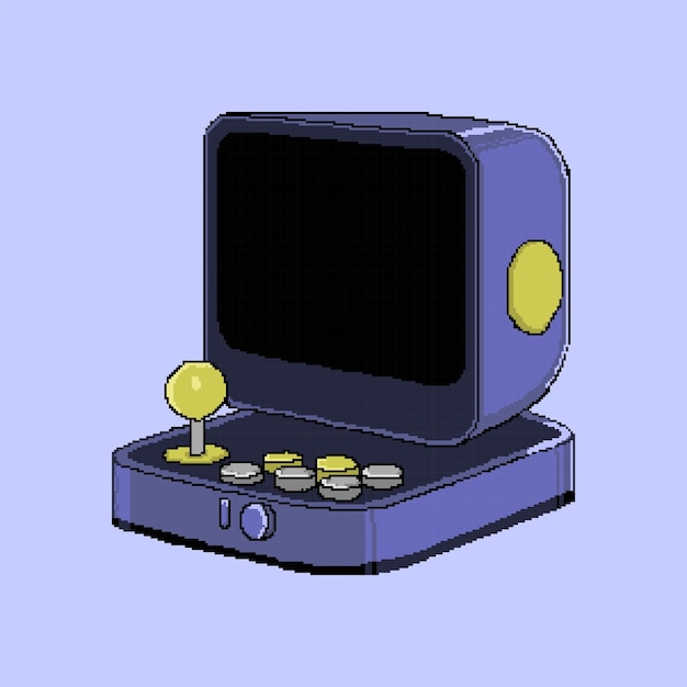 Game console in pixel art isolated