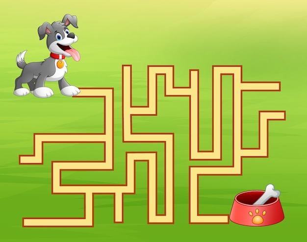 Game dog maze find way to the dog food container