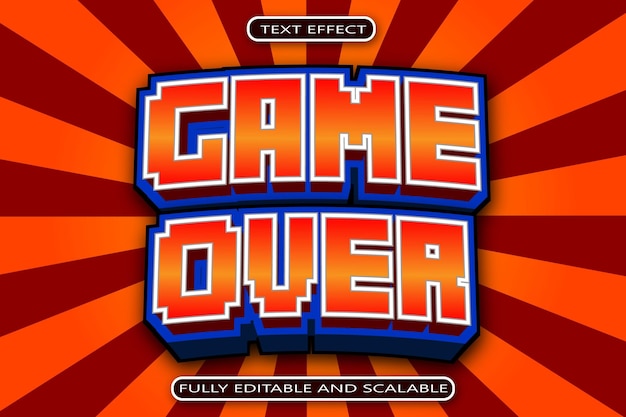 Game Over Editable Text Effect 3 Dimension Modern Style