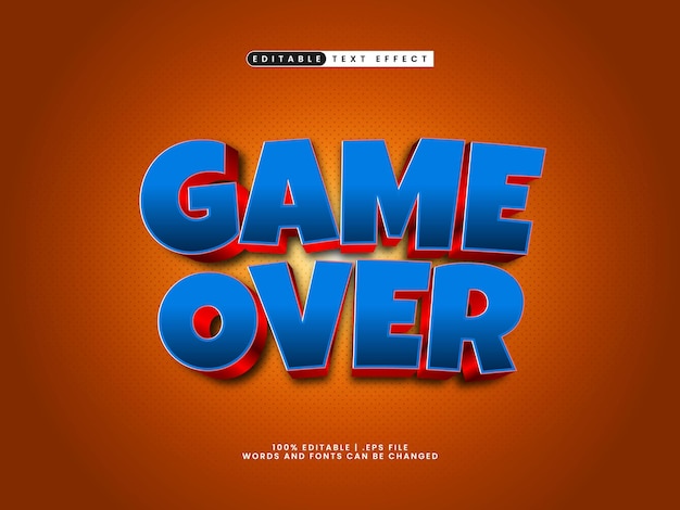 Vector game over editable text effect in game and kids text style