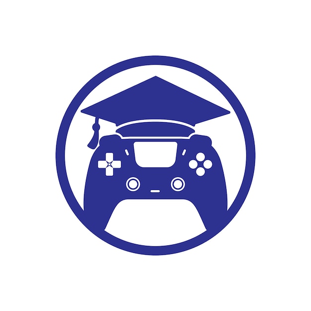 Game education vector logo design Game console with graduation cap icon design