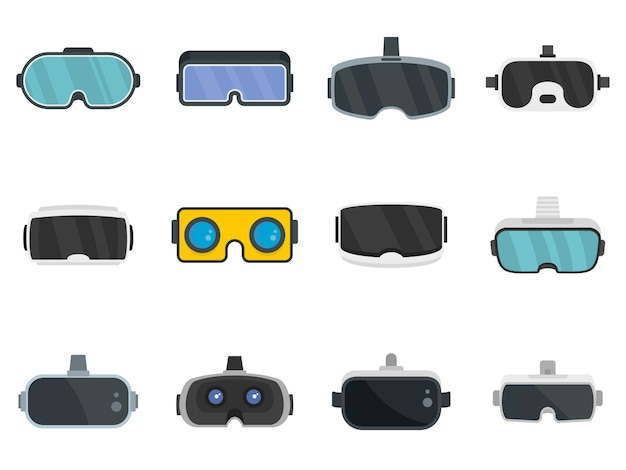 Game goggles icons set